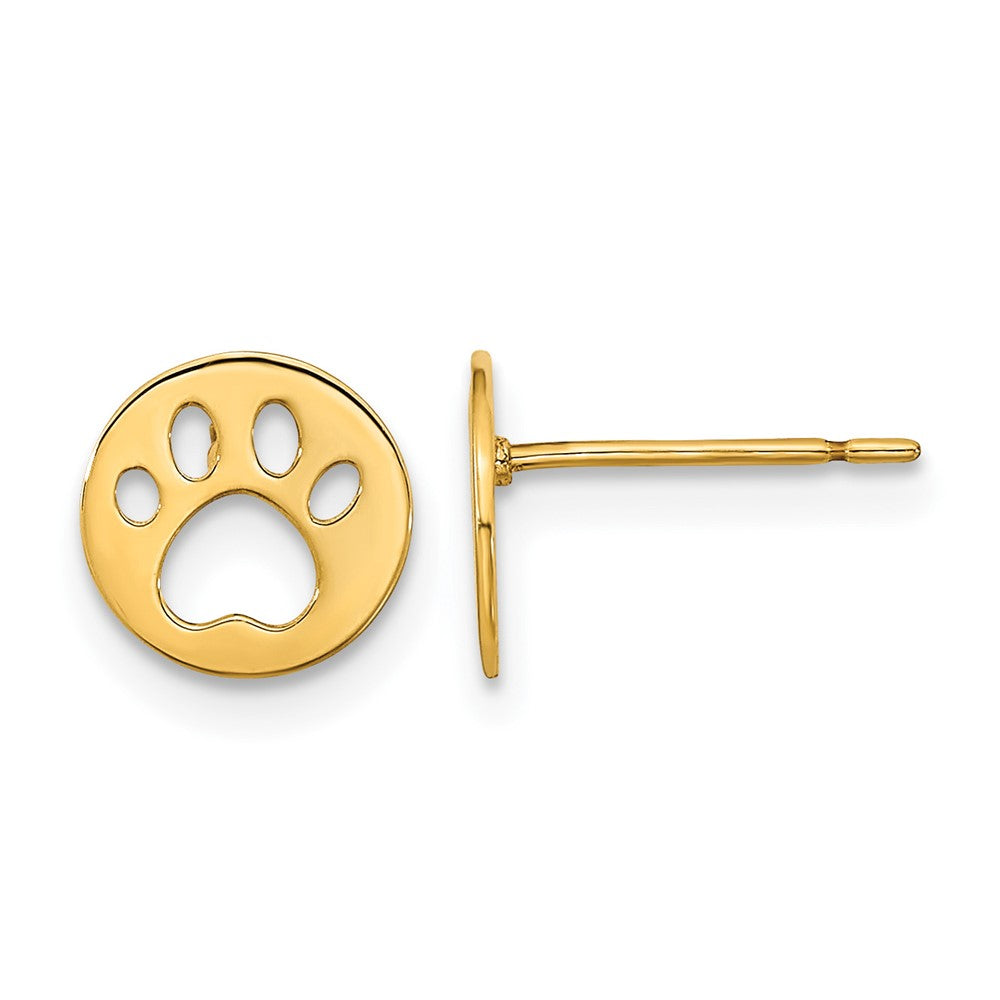 14k Madi K Kids Pawprint Post Earrings