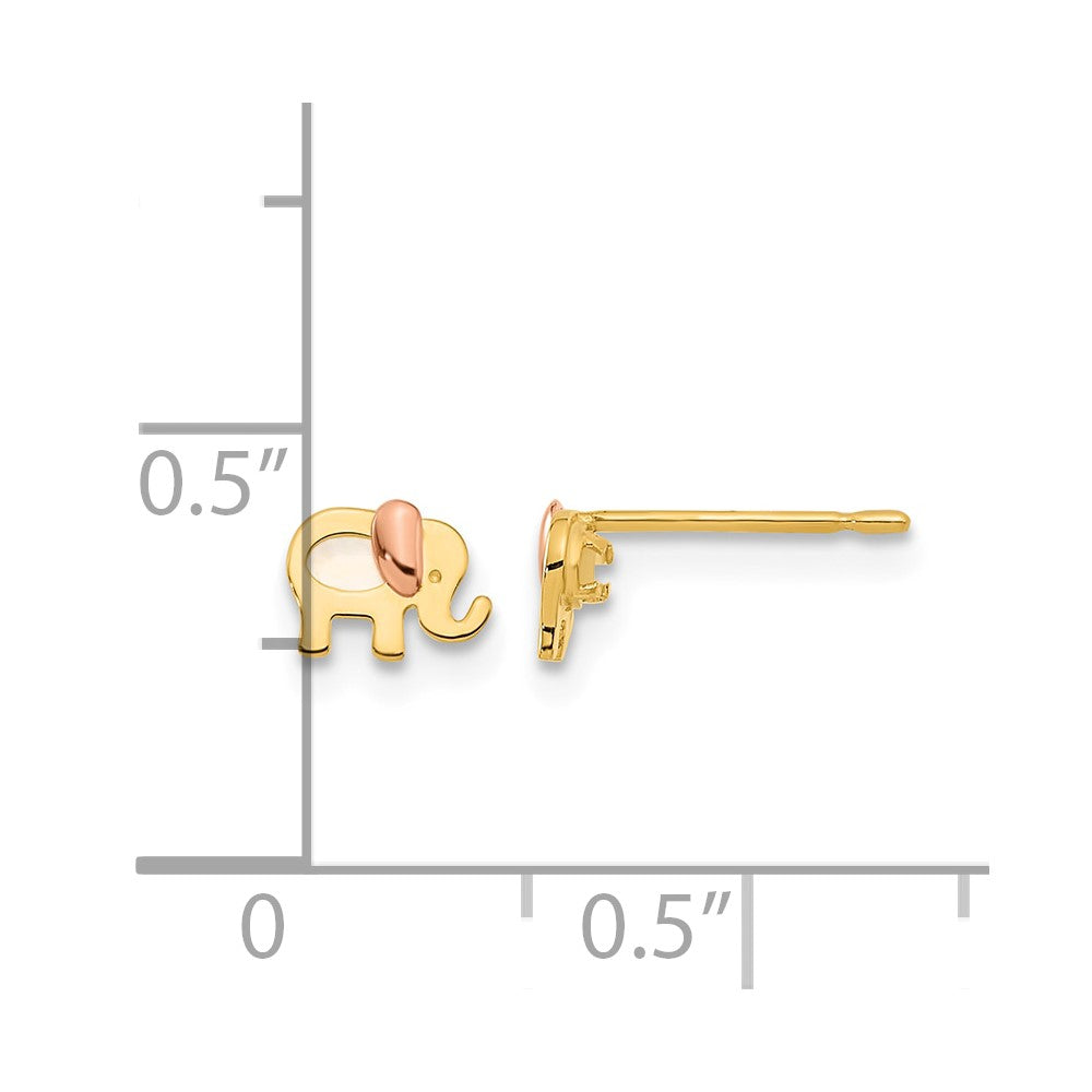 14k Madi K Two-tone Childrens MOP Elephant Post Earrings