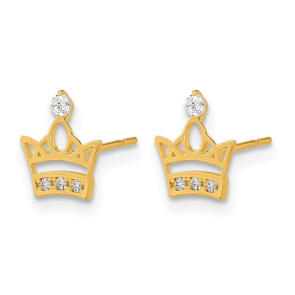 14k Madi K Kids CZ Crown Post Earrings