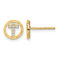 14k Madi K CZ Diamond-Cut Circle Cross Post Earrings