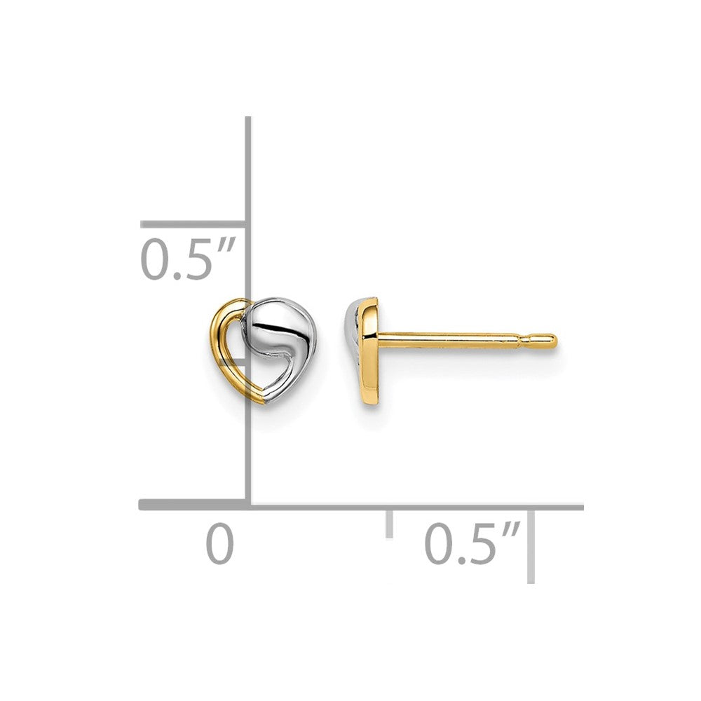 14k Madi K & White Rhodium Heart Post Earrings
