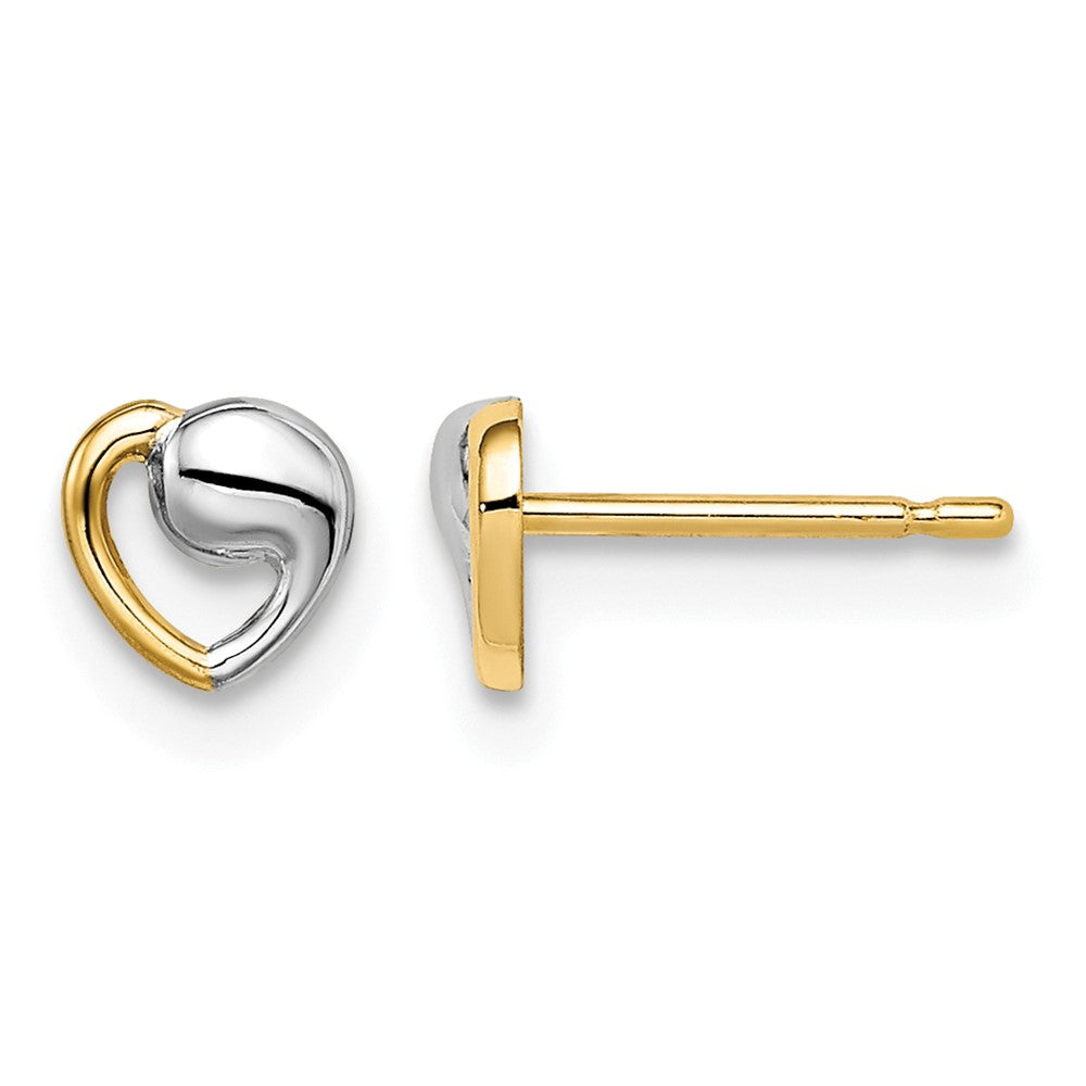 14k Madi K & White Rhodium Heart Post Earrings