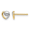14k Madi K & White Rhodium Heart Post Earrings
