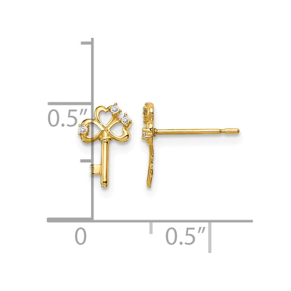 14k Madi K CZ Key Post Earrings