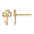 14k Madi K CZ Key Post Earrings