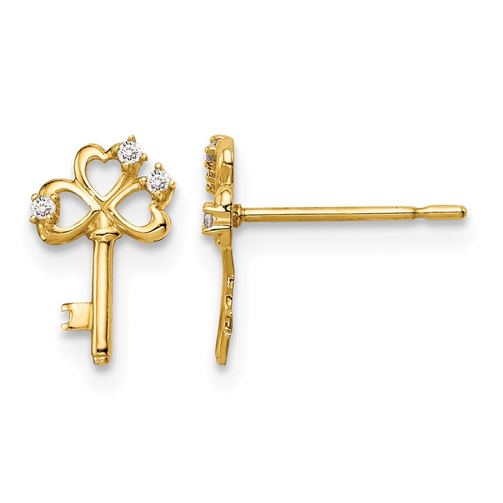 14k Madi K CZ Key Post Earrings