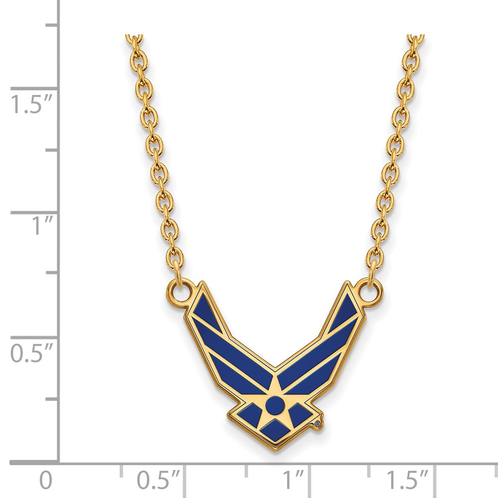 Sterling Silver Gold-pltd LogoArt U.S. Air Force Large Enamel Necklace