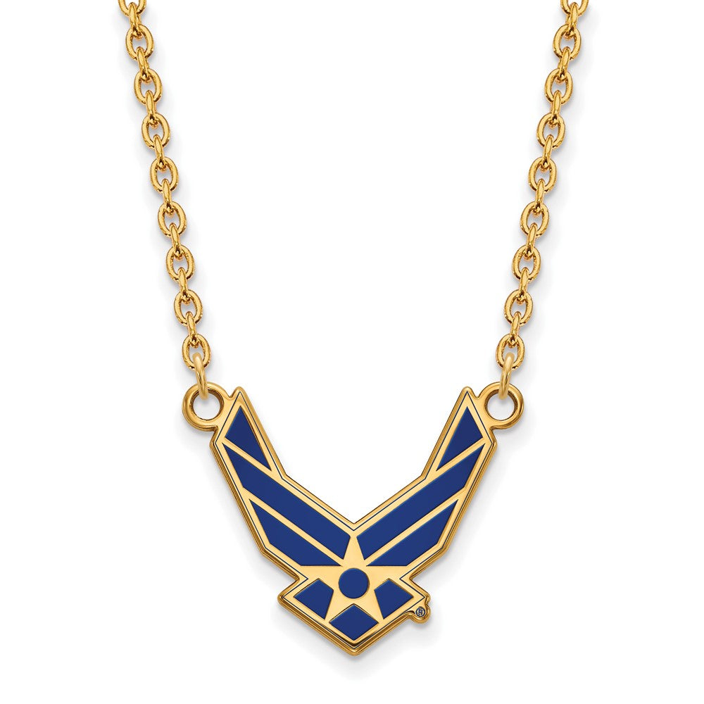 Sterling Silver Gold-pltd LogoArt U.S. Air Force Large Enamel Necklace