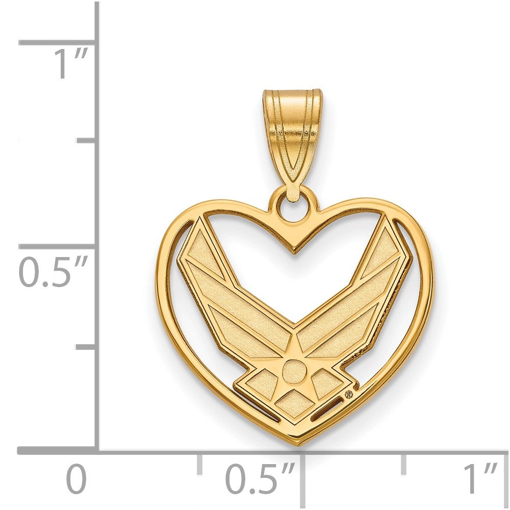 Sterling Silver Gold-pltd LogoArt U.S. Air Force Heart Pendant