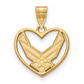 Sterling Silver Gold-pltd LogoArt U.S. Air Force Heart Pendant