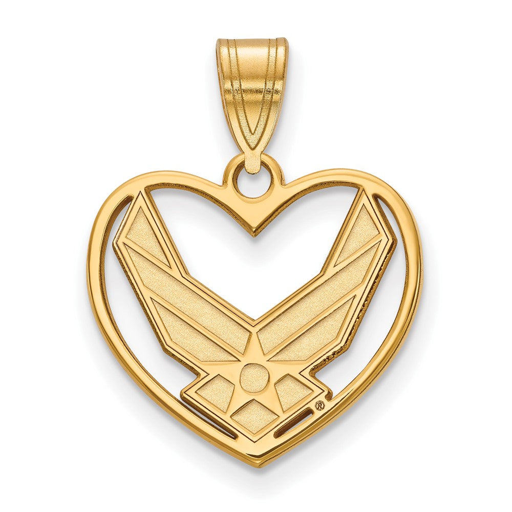 Sterling Silver Gold-pltd LogoArt U.S. Air Force Heart Pendant