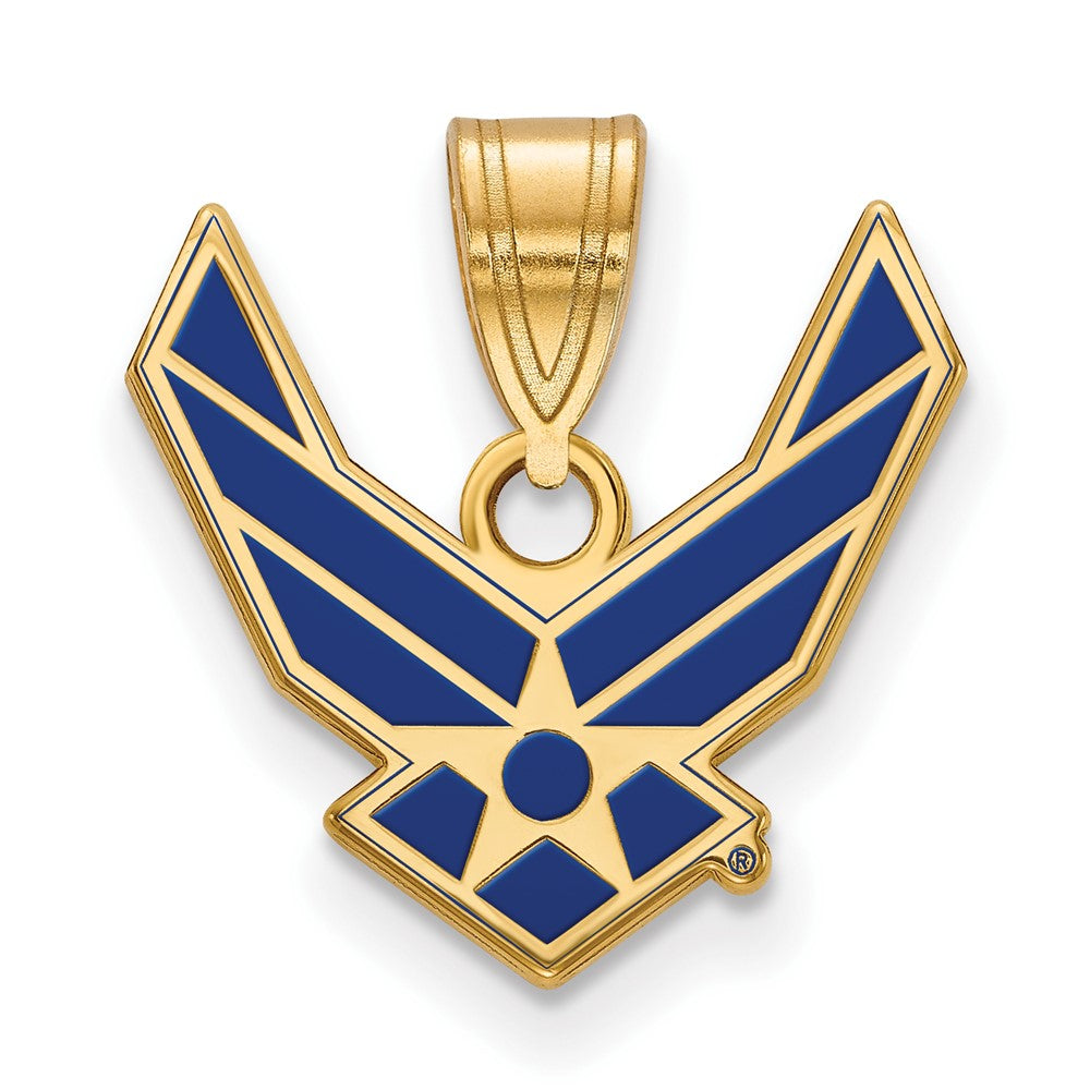 Sterling Silver Gold-pltd LogoArt U.S. Air Force Small Enamel Pendant