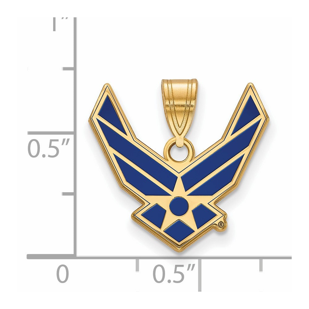 Sterling Silver Gold-pltd LogoArt U.S. Air Force Large Enamel Pendant