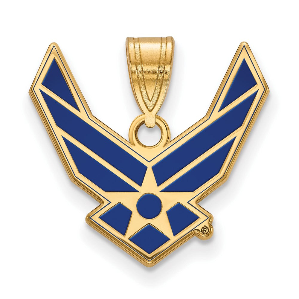 Sterling Silver Gold-pltd LogoArt U.S. Air Force Large Enamel Pendant