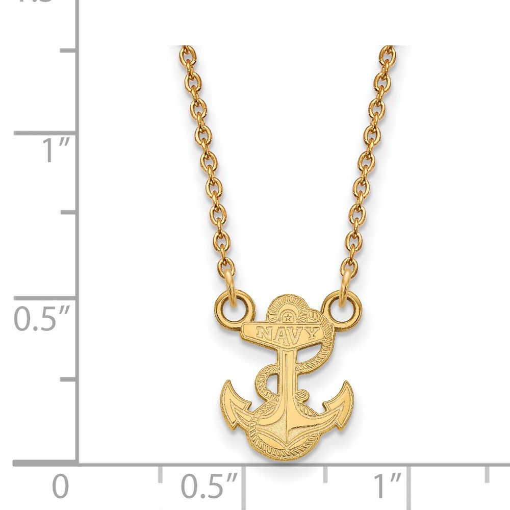 Sterling Silver Gold-pltd LogoArt US Naval Academy Sm Pendant Necklace