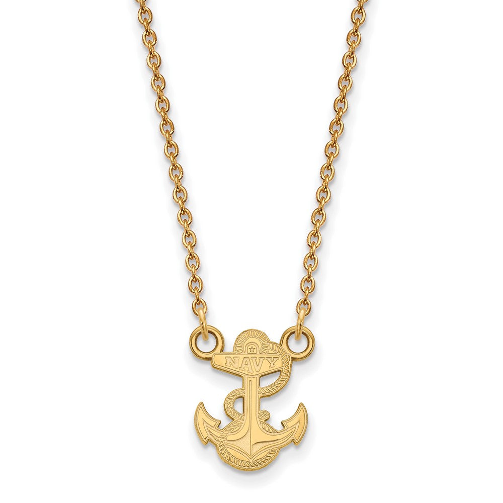Sterling Silver Gold-pltd LogoArt US Naval Academy Sm Pendant Necklace