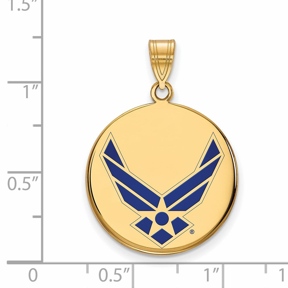 Sterling Silver Gold-pltd LogoArt U.S. Air Force Lg Enamel Disc Pendant