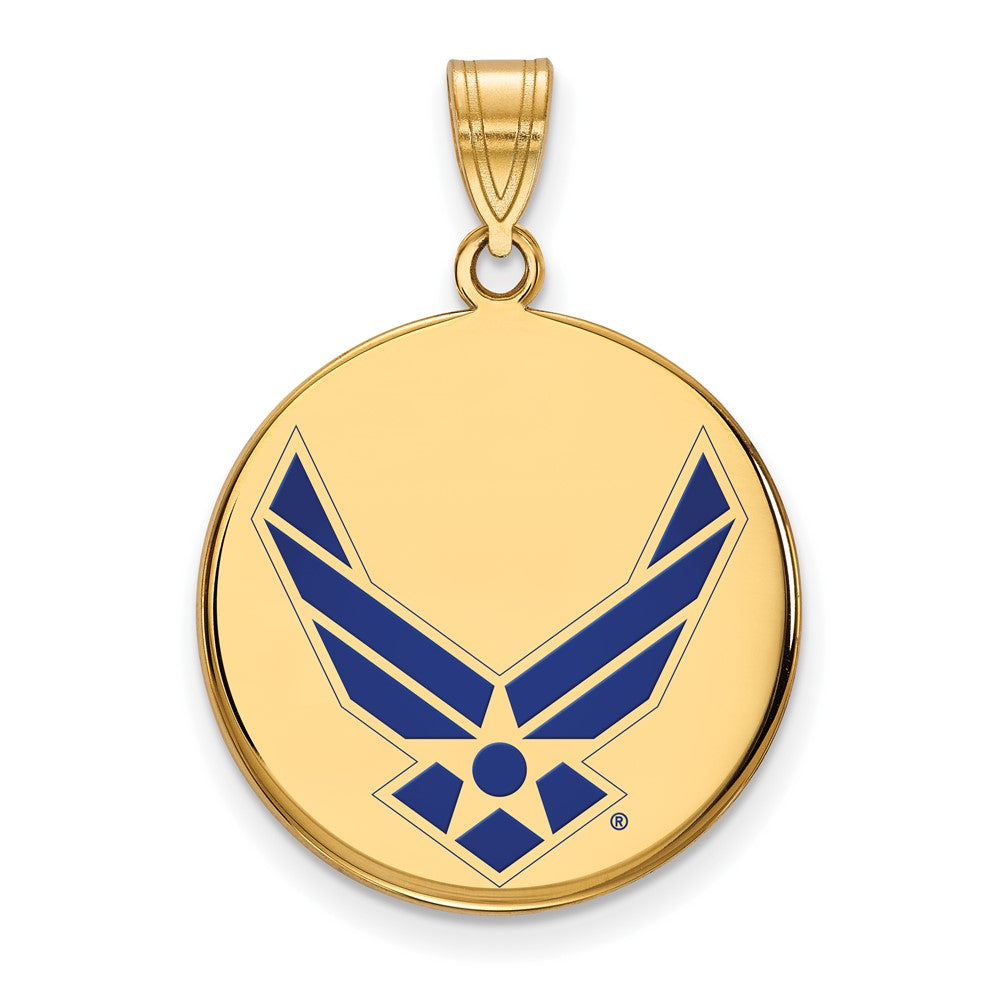Sterling Silver Gold-pltd LogoArt U.S. Air Force Lg Enamel Disc Pendant