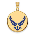 Sterling Silver Gold-pltd LogoArt U.S. Air Force Lg Enamel Disc Pendant