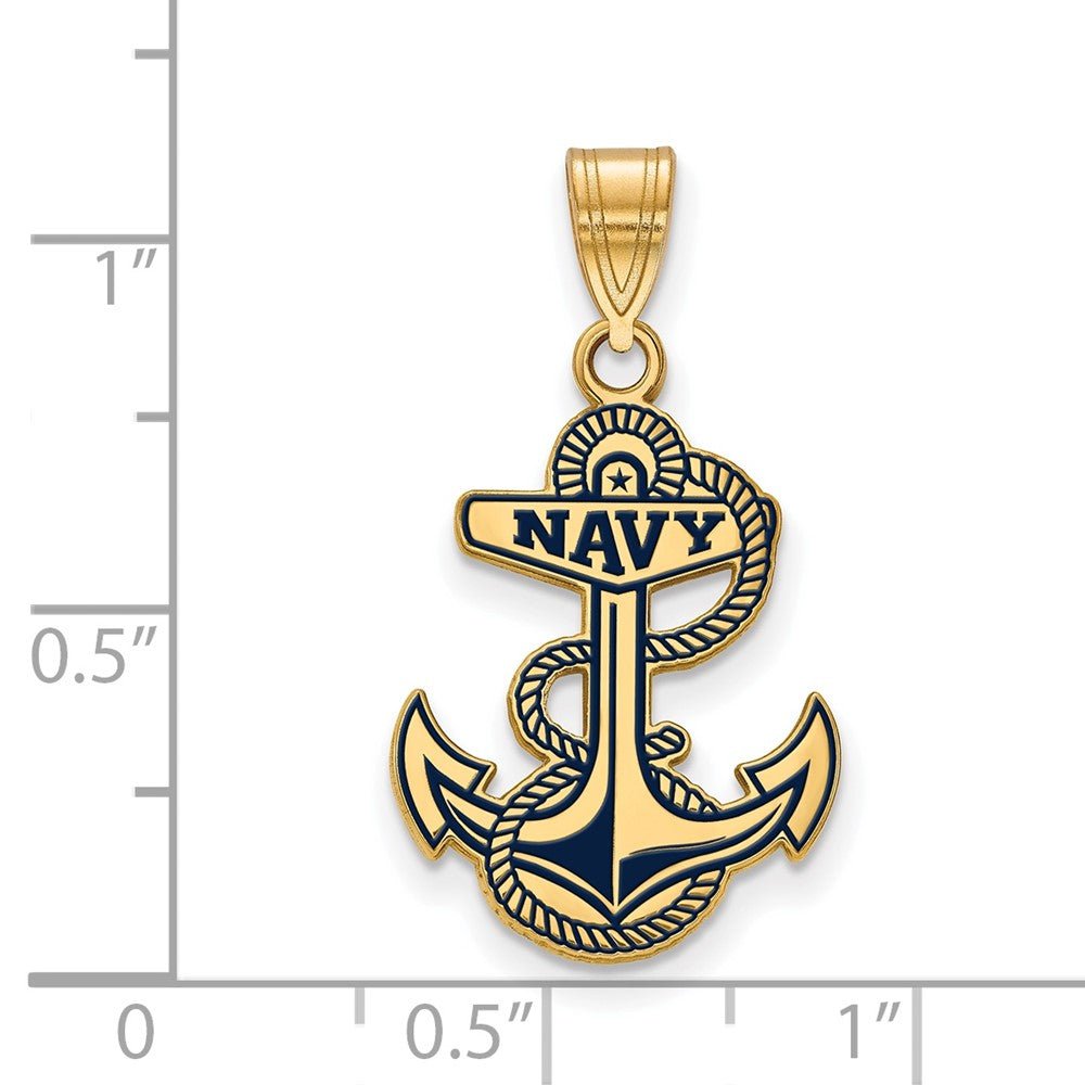 Sterling Silver Gold-pltd LogoArt US Naval Academy Lg Enamel Pendant