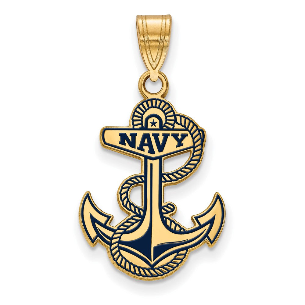 Sterling Silver Gold-pltd LogoArt US Naval Academy Lg Enamel Pendant
