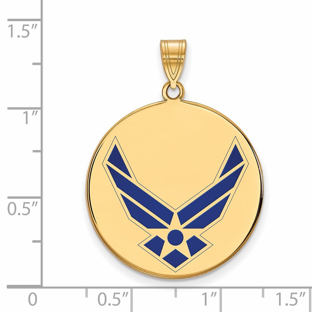 Sterling Silver Gold-pltd LogoArt U.S. Air Force XL Enamel Disc Pendant