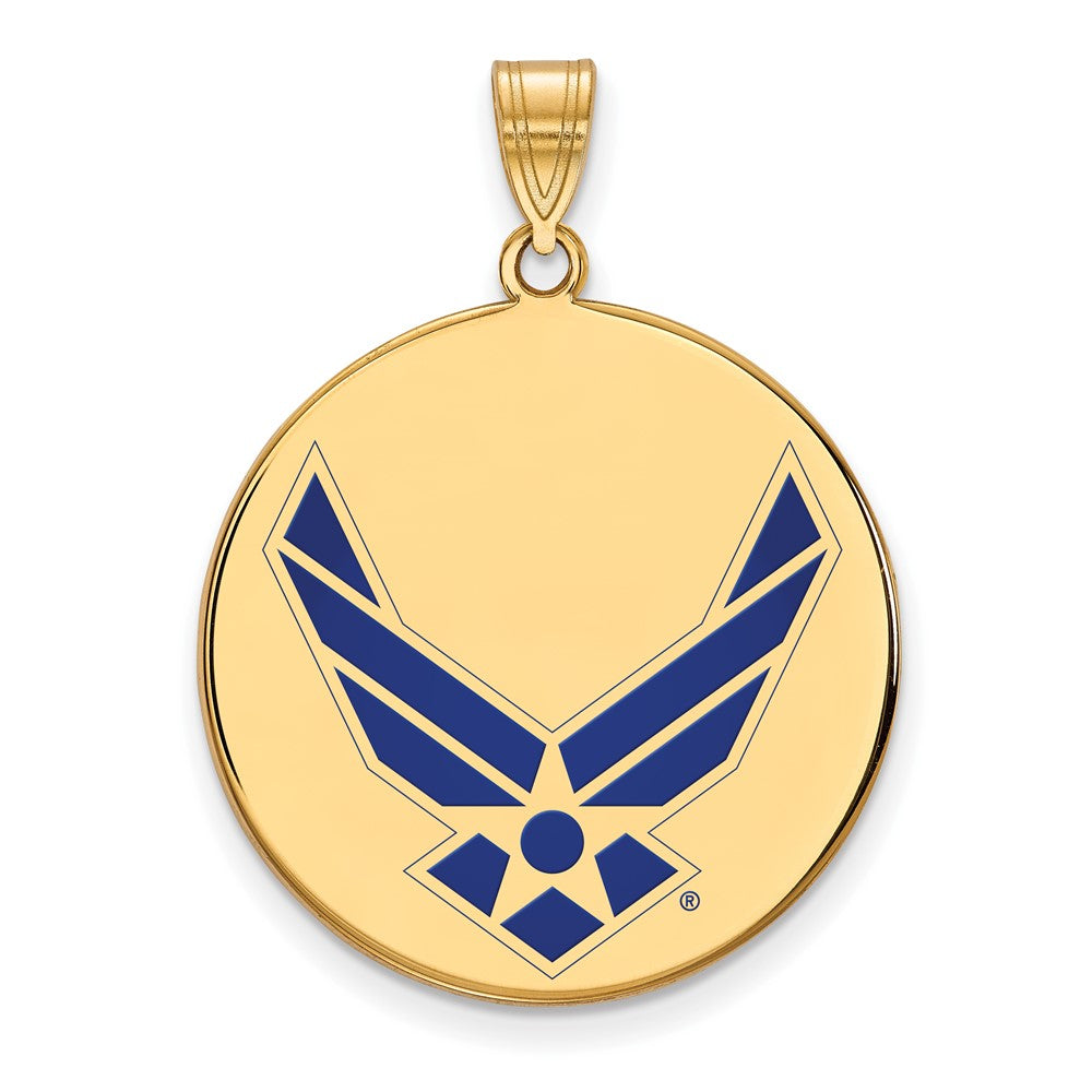 Sterling Silver Gold-pltd LogoArt U.S. Air Force XL Enamel Disc Pendant