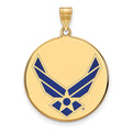 Sterling Silver Gold-pltd LogoArt U.S. Air Force XL Enamel Disc Pendant
