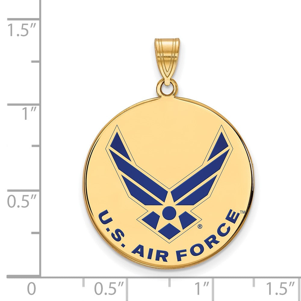 Sterling Silver Gold-pltd LogoArt U.S. Air Force XL Enamel Disc Pendant