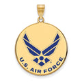 Sterling Silver Gold-pltd LogoArt U.S. Air Force XL Enamel Disc Pendant