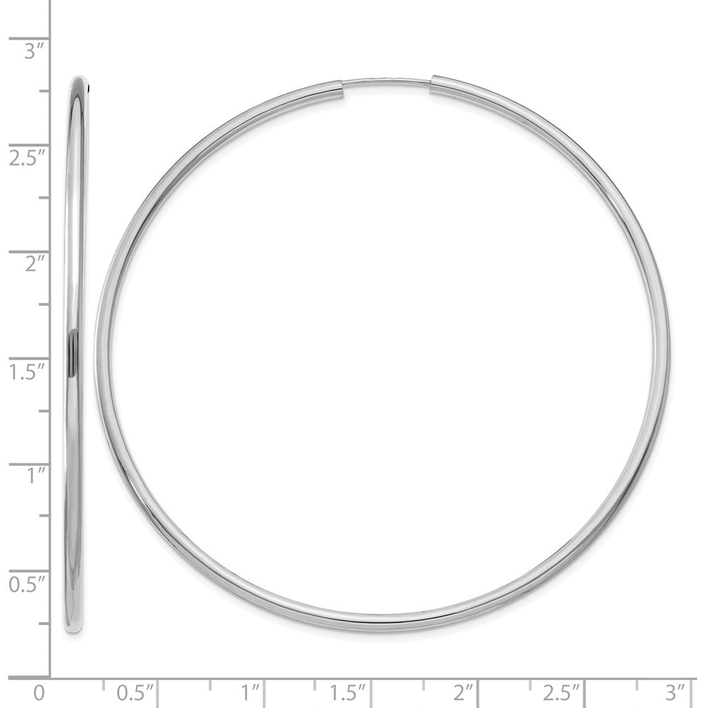 14k White Gold 2mm Polished Endless Hoop Earrings