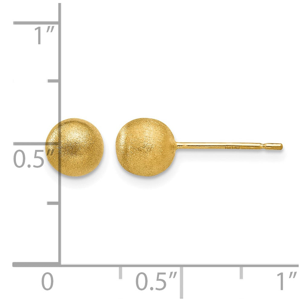 14K 6mm Satin Ball Post Earrings