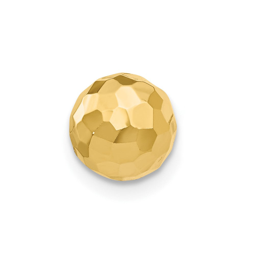 Single 14K Gold Polished and Diamond Cut 7MM Ball Post Earring