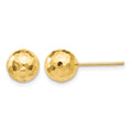 14K Gold Polished and Diamond Cut 8MM Ball Post Earrings