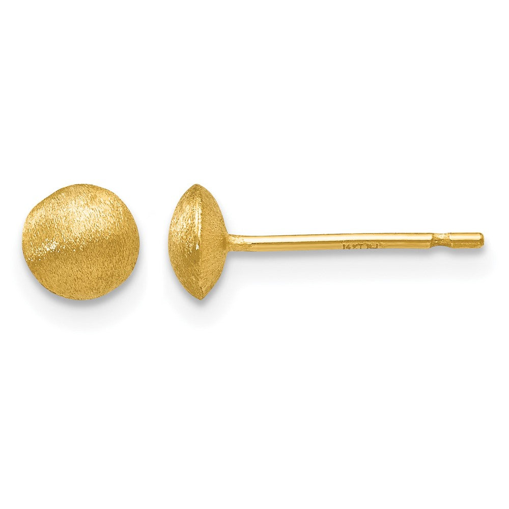 14K 5mm Satin Puffed Button Post Earrings