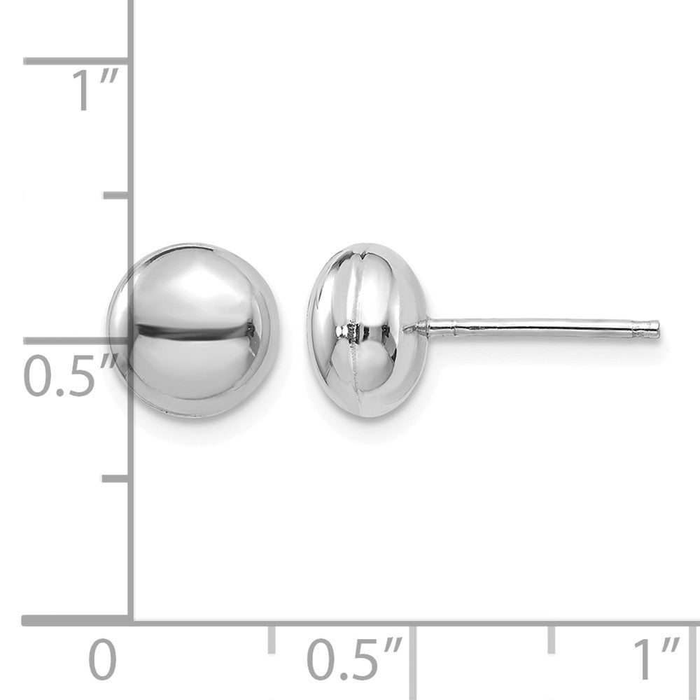 14k White Polished 8mm Button Post Earrings