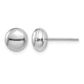 14k White Polished 8mm Button Post Earrings