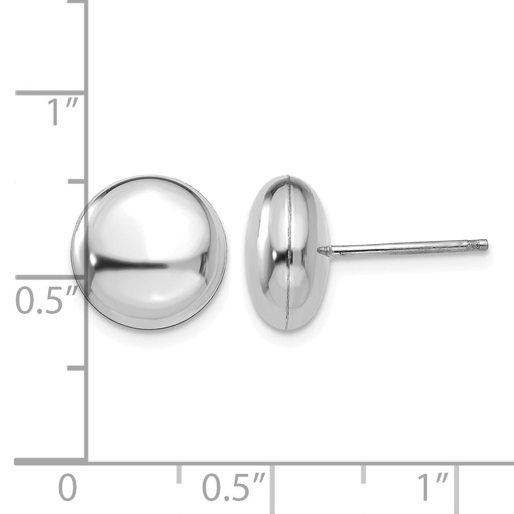 14k White Polished 10.5mm Button Post Earrings