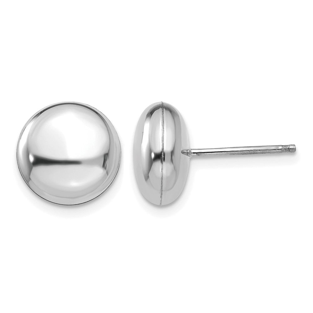 14k White Polished 10.5mm Button Post Earrings