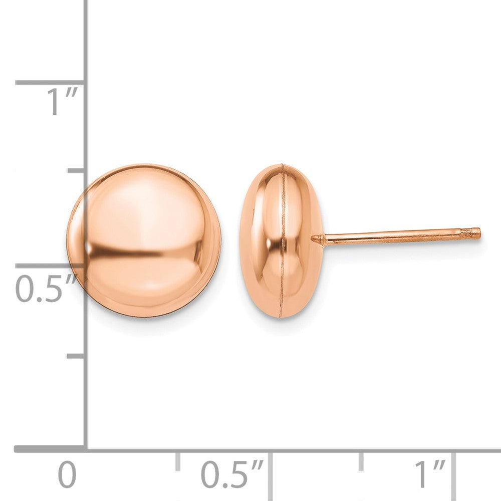 14k Rose Polished 10.5mm Button Post Earrings