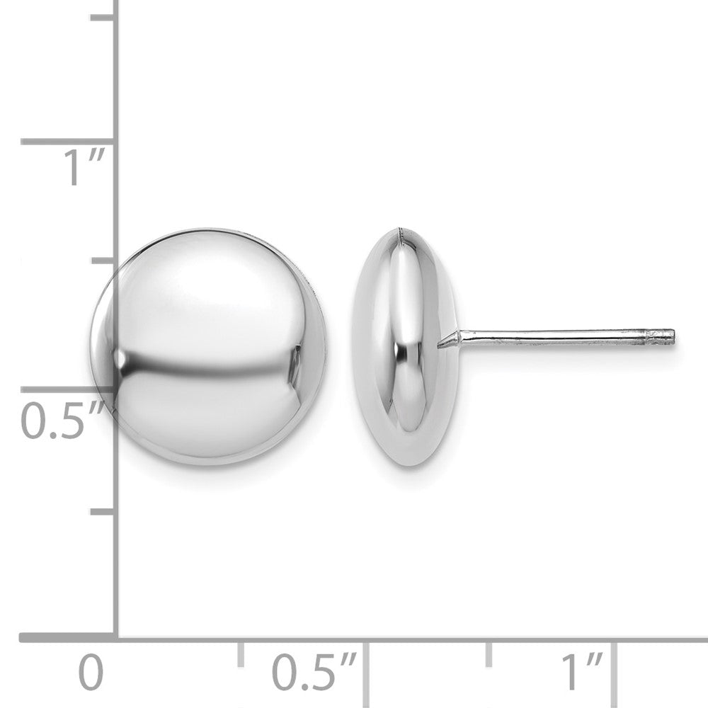 14k White Polished 12mm Button Post Earrings