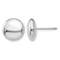 14k White Polished 12mm Button Post Earrings