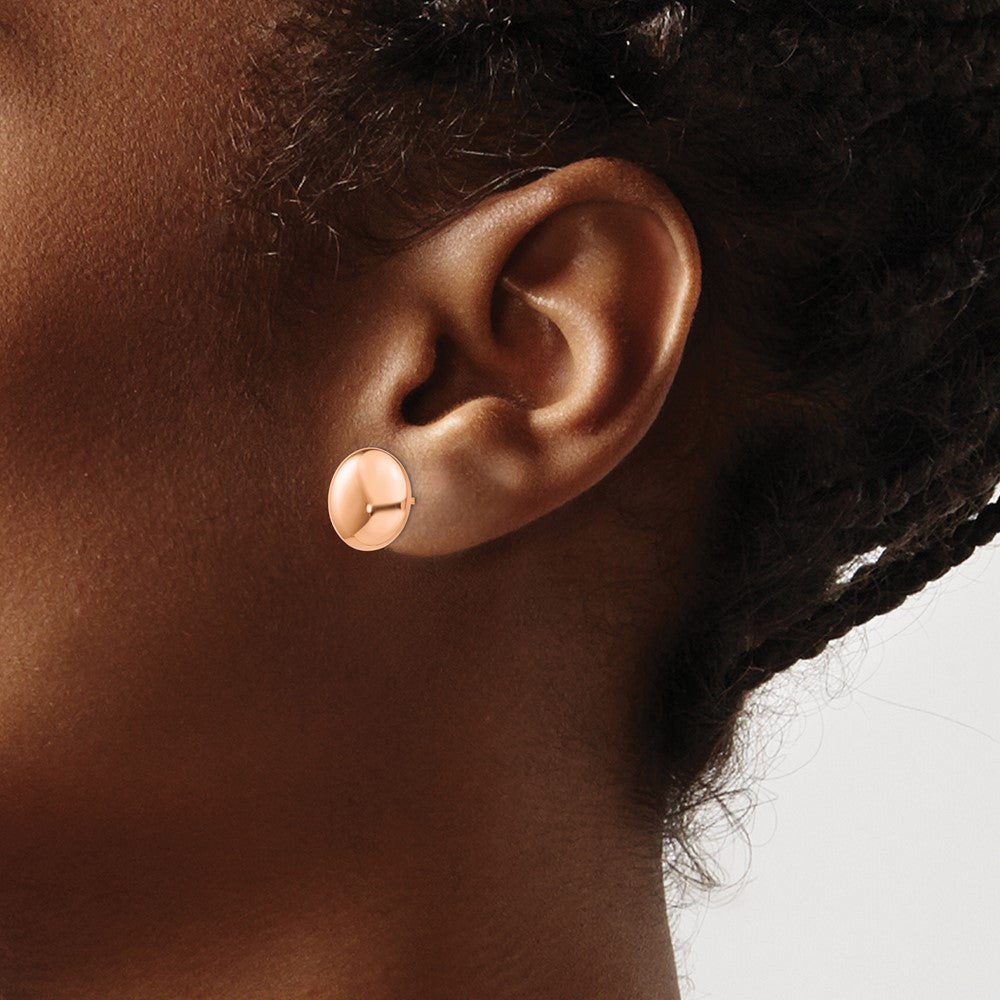 14k Rose Polished 12mm Button Post Earrings