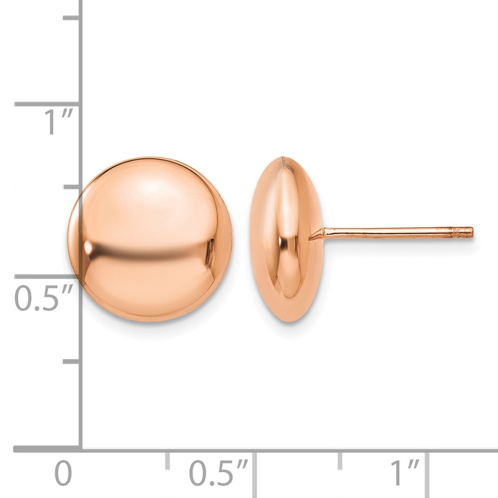 14k Rose Polished 12mm Button Post Earrings