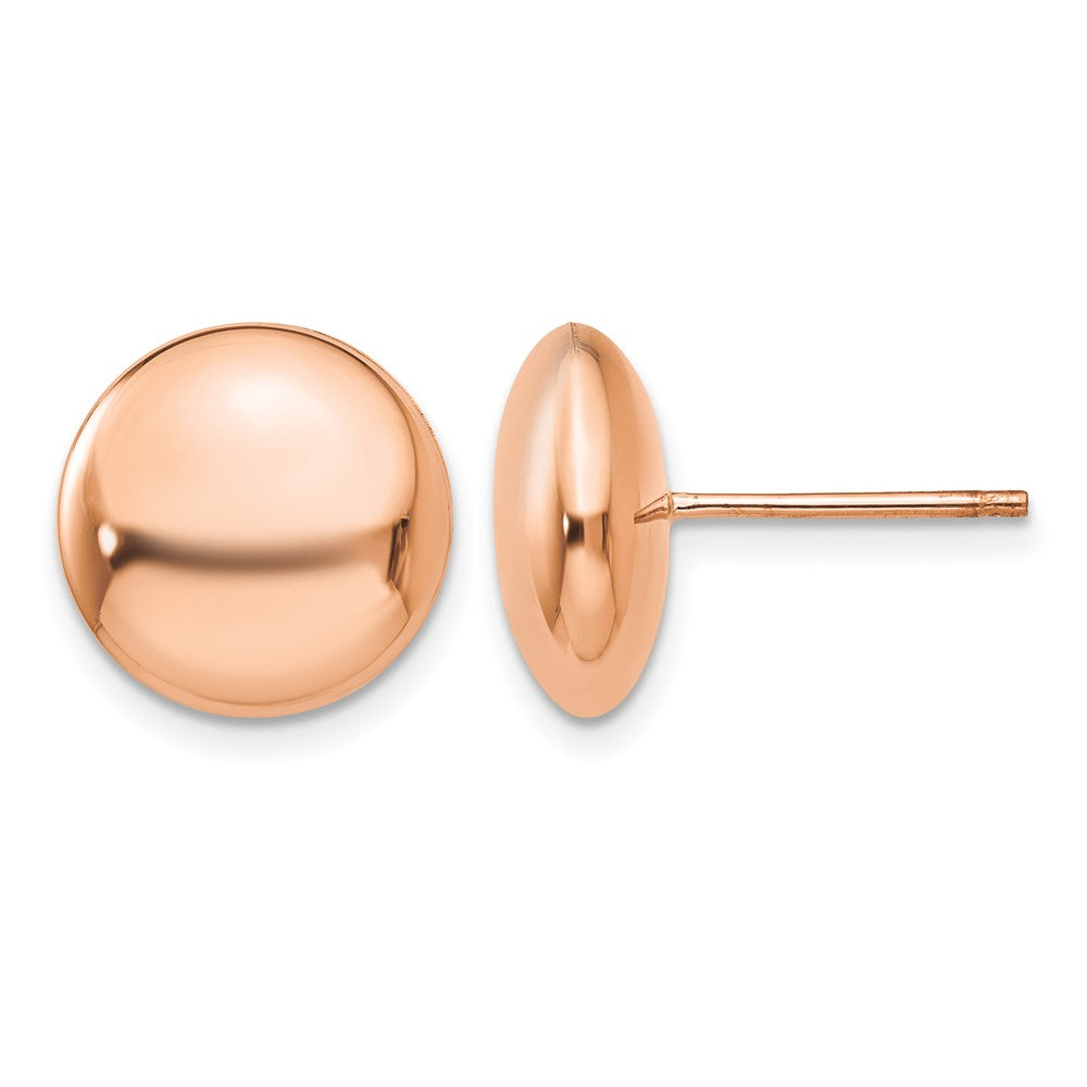 14k Rose Polished 12mm Button Post Earrings