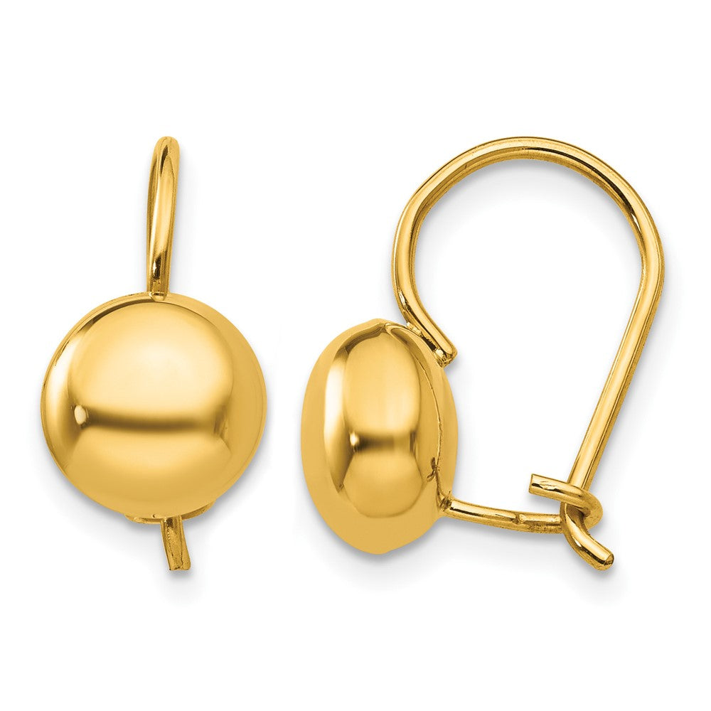 14k Polished 8mm Button Kidney Wire Earrings