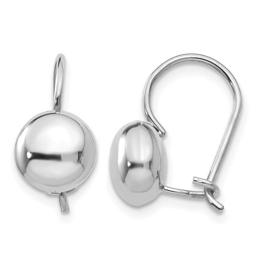 14k White Polished 8mm Button Kidney Wire Earrings