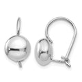 14k White Polished 8mm Button Kidney Wire Earrings
