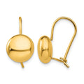 14k Polished 10.5mm Button Kidney Wire Earrings
