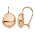 14k Rose Polished 12mm Button Kidney Wire Earrings